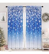AtawLege Christmas Patchwork Curtains for Living Room Christmas Tree Snowflake Blackout Bedroom C...