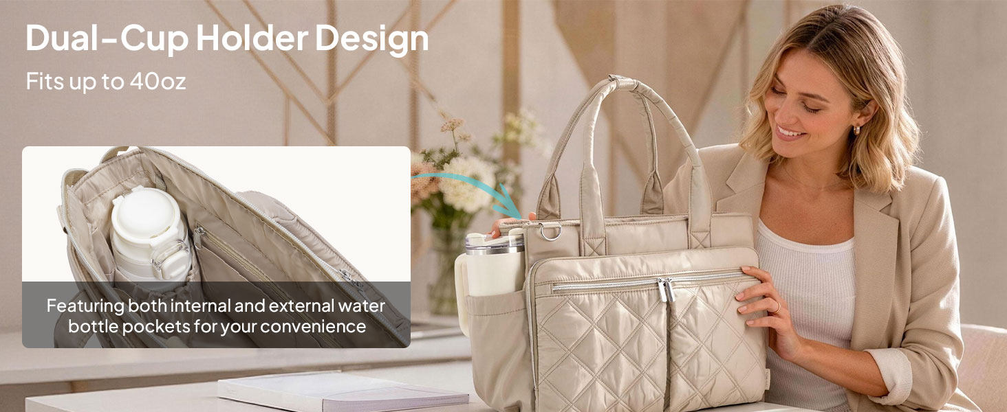 work bag for women with cup holder