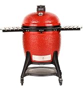 Kamado Joe Classic Joe Series III 18-inch Charcoal Grill & Smoker, Red, with Cart, Side Shelves...