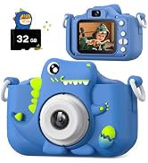 Upgrade Dinosaur Kids Camera, Christmas Birthday Gifts for Girls Boys 3-12, 1080P HD Selfie Digit...
