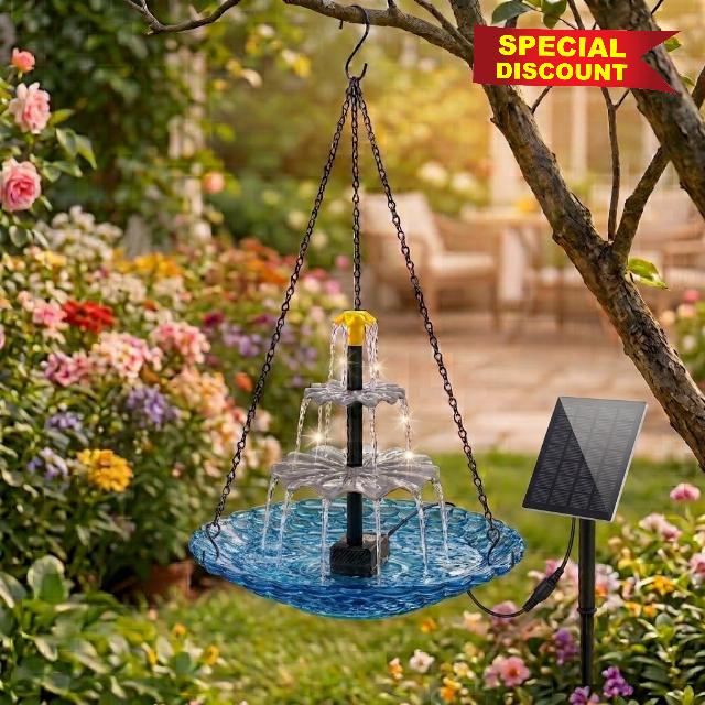 WesGen 3-Tier Solar Cascading Bird Bath Fountain with Glass Basin Thickened GLASS build