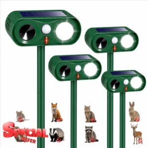 2026 Ultrasonic Solar Animal Repellent with Motion Detection (4 Packs)                                                          Outdoor Squirrel Cat Raccoon Rabbit Dog Deterrent Deer Repellent Devices for Yard Use