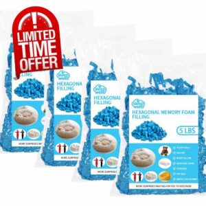Memory Foam Filling 20 Lbs Blue Pillow Stuffing Bean Bag                                                          Hexagonal Cut Memory Foam Filling