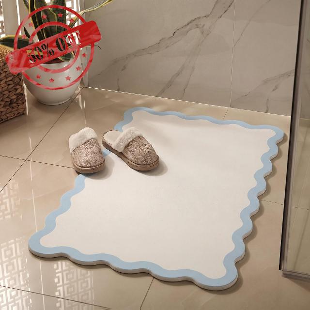 Nuanchu Scalloped Stone Bath Mat for Bathroom