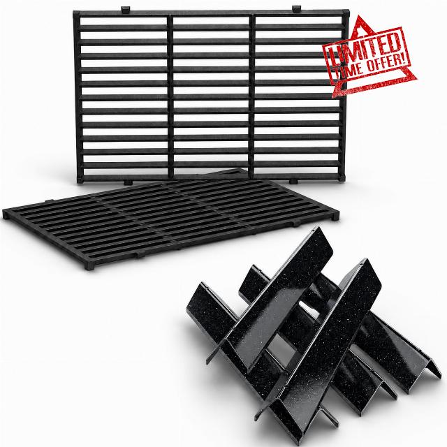 Spirit E310 Grill Parts Kit with Cast Iron Grates & Flavorizer Bars                                                          Compatible with Weber Spirit 300 Series E-310 E-315 E-320 E-330