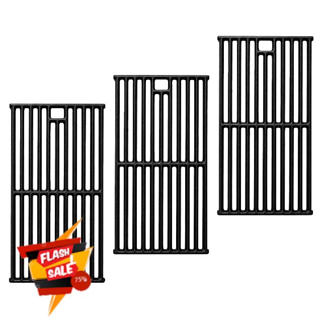 97888 Cast Iron Cooking Grates for Monument 24367 35633 Grills Parts 3 PCS Grids for Monument 24633 41847NG 13892 17842 35633R 35633B 35633G D405 D425 E405 E425