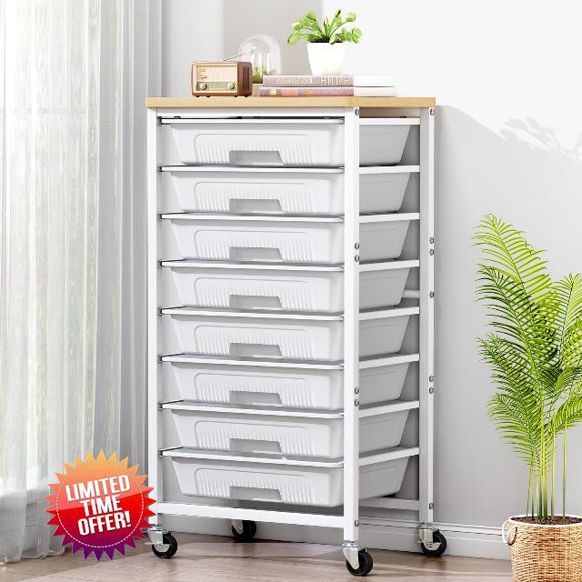 caktraie 8-Drawers Rolling Cart