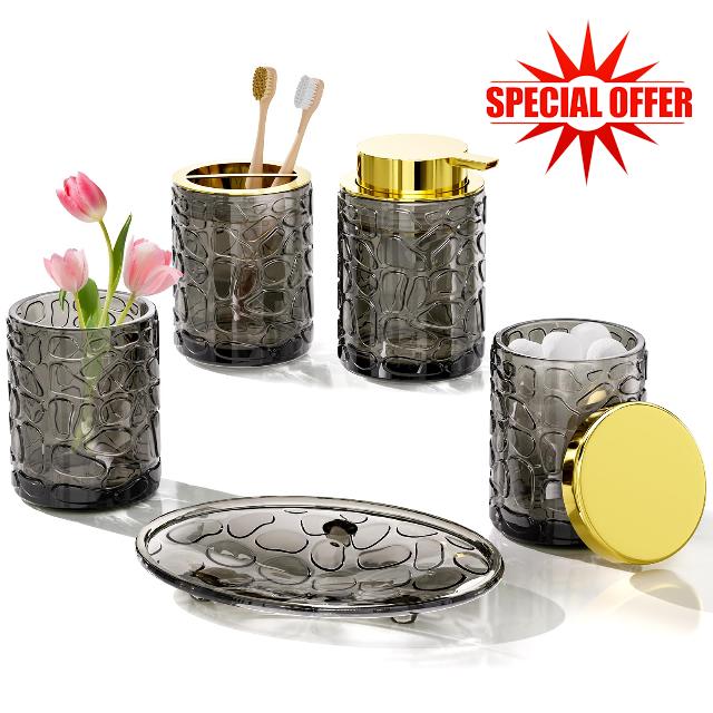 Black Bathroom Accessories Set 5 Pcs