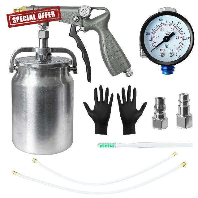 Undercoating Spray Gun with Suction Cup & Gauge（30oz）                                                          Air Undercoating Spray Gun 360° & Straight Spray Hoses