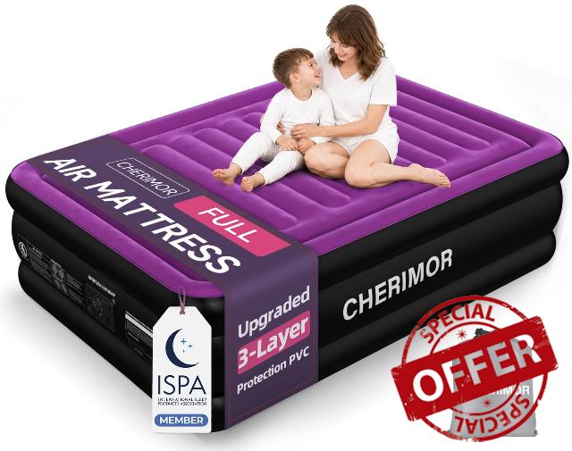CHERIMOR Air Mattress Full with Built in Pump