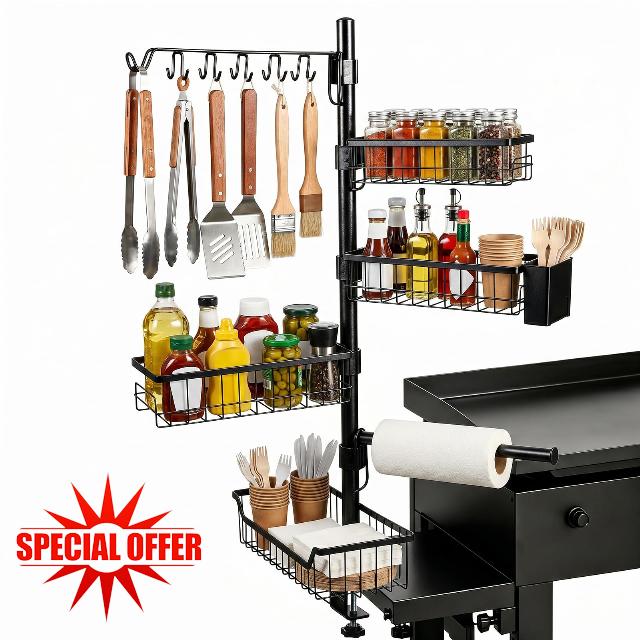 UFORU Griddle Caddy Organizer Compatible with Blackstone Griddles for BBQ                                                          Adjustable Seasoning Holder