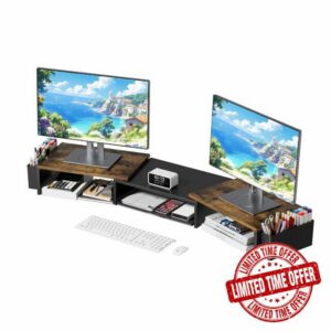 AUPSEN Dual Monitor Stand Riser with 2 Pen Holders