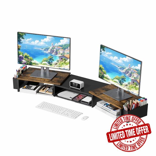 AUPSEN Dual Monitor Stand Riser with 2 Pen Holders