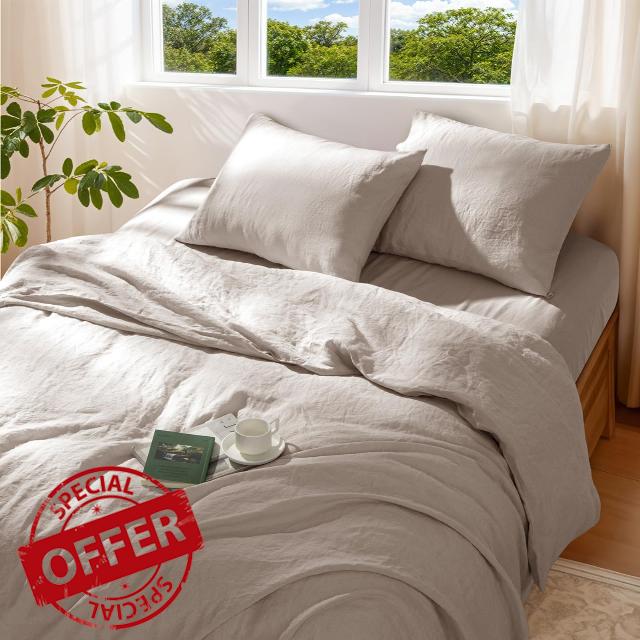 100% Pure Linen Duvet Cover Set 3 Pcs Soft Comforter Cover Sets King Size                                                          Breathable