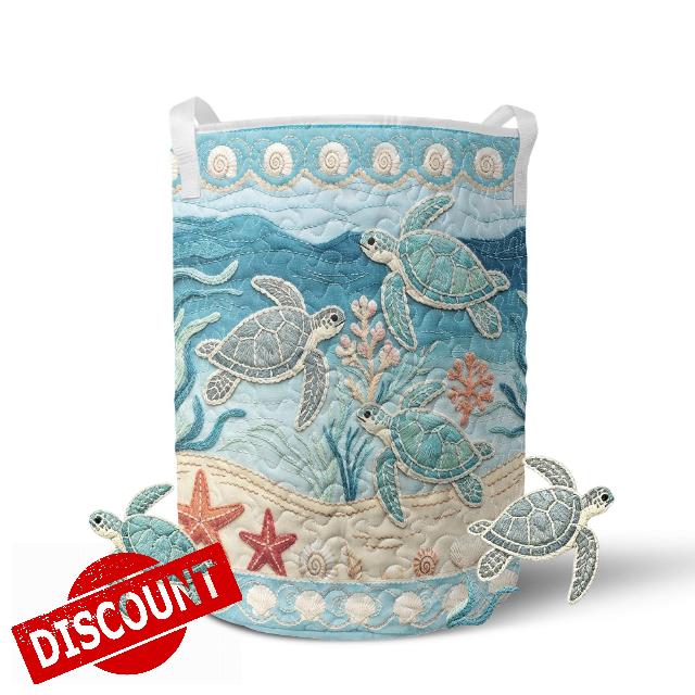 Turtle Quilted Laundry Basket
