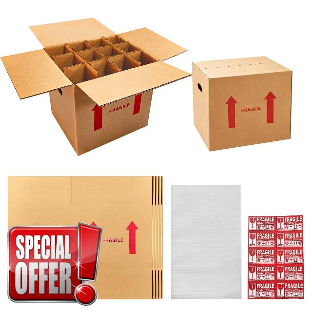 6 Sets Wine Bottle Moving Boxes