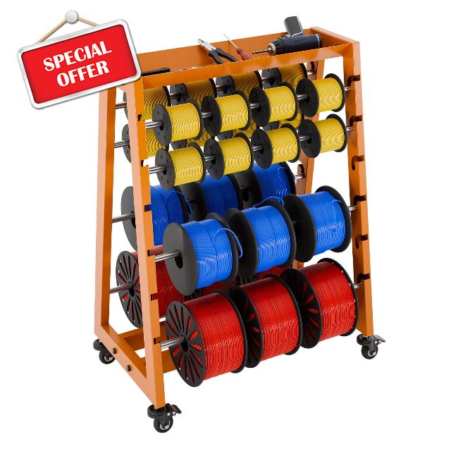 Wire Spool Rack with Tool Box