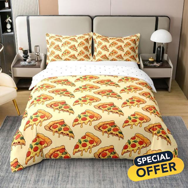 3D Pizza Printed 100% Cotton Duvet Cover Queen Size