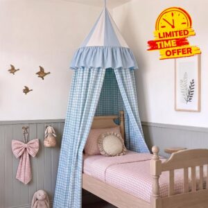 SmoothNovelty 100% Cotton Gingham Plaid Bed Canopy