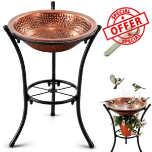 Metal Bird Bath for Outside with 17" Stand