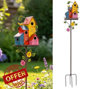 59" H Bird Houses for Outside with Pole Freestanding Metal                                                          Birdhouses for Outdoors Large
