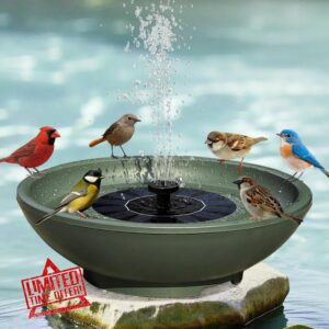 Solar Fountain Bird Bath for Outside