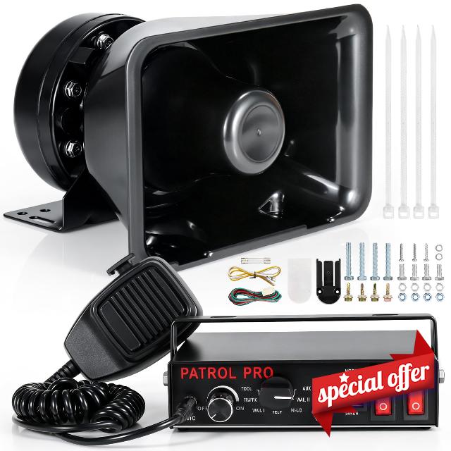 AnTom SoundAlert Police Siren PA System for Truck & Car