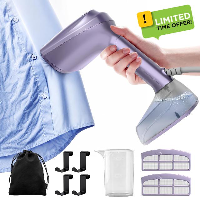 Mxnsewr Vacuum Steamer for Clothes，3500Pa Handheld Steamer for Fabric Grip                                                          2‑in‑1 Handheld Garment Steamer with Suction
