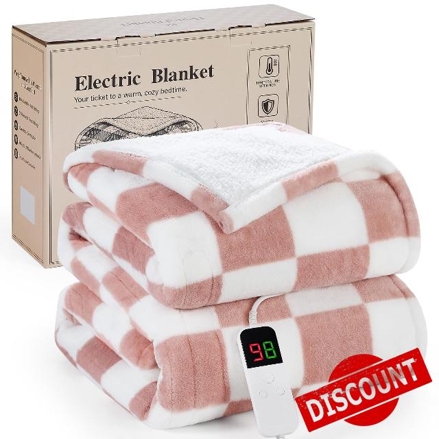 Pink Heated Blanket Electric Throw 50"X60"
