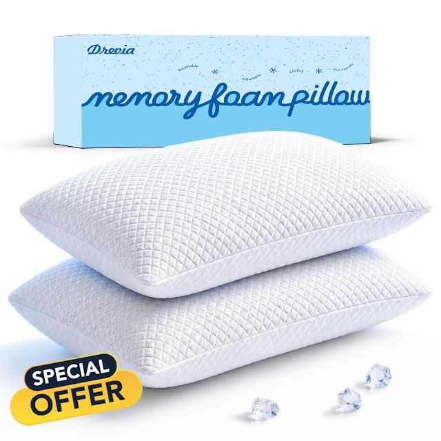 Cooling Shredded Memory Foam Pillows King Size Set of 2                                                          Low Odor