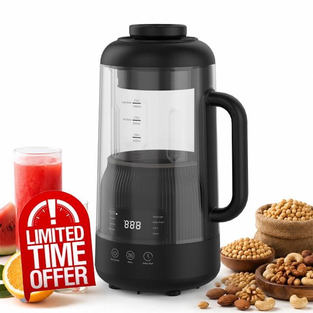 8-in-1 Nut Milk Maker with Silent Shield 12H Delay Start/Keep Warm 35oz                                                          Low-Noise Soy Milk Maker Self-Cleaning Countertop Blender for Almond