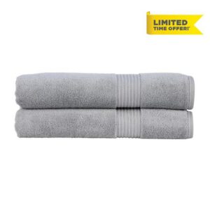Christy Supreme Hygro 2 Piece Bath Sheet Set |100% Supima Cotton | Silver Grey