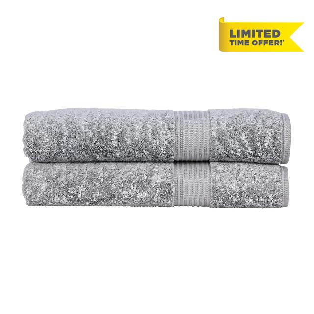 Christy Supreme Hygro 2 Piece Bath Sheet Set |100% Supima Cotton | Silver Grey