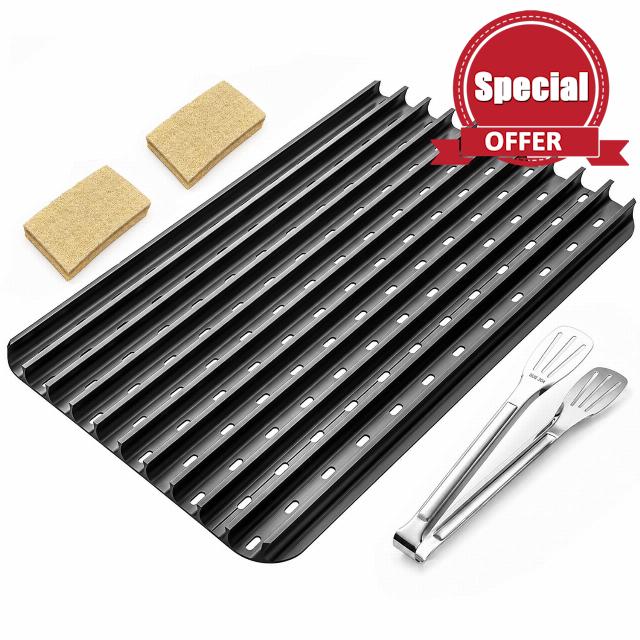 BAC772 Reversible Grill Grate for Traeger Woodridge & ModiFIRE Grills                                                          Anodized Aluminum Grill Plate with Flat & Ribbed Cooking Surface for Steaks