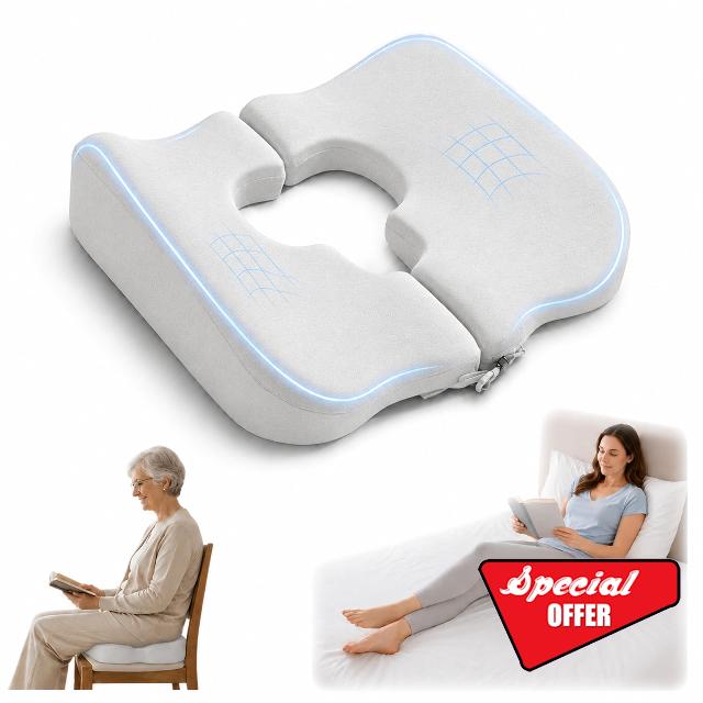 Memory Foam Donut Seat Cushion with T-Shaped Opening for Pressure Relief                                                          Hemorrhoid Support