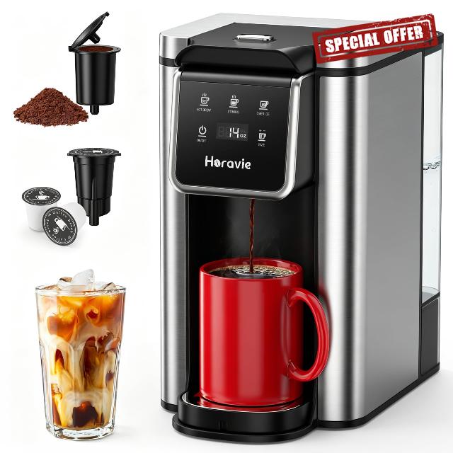 Horavie Single Serve Coffee Maker for K-Cup Pod & Grounds