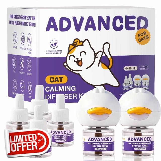 Cat Calming Diffuser Kit with 2 Diffusers & 4 Refills (48mL Each)