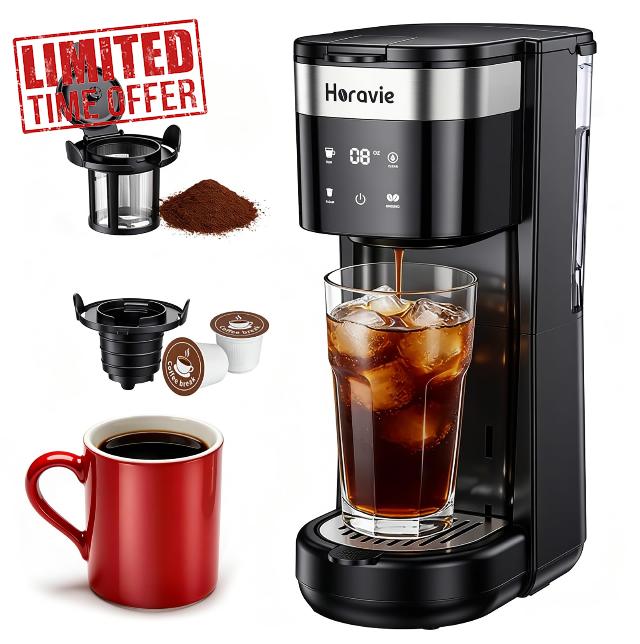 Horavie Compact Single Serve Coffee Maker for K Cup Pod & Ground