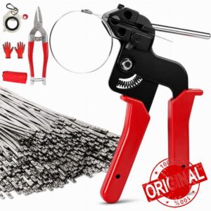 Metal Zip Ties Gun Tool Set with 150pcs Stainless Steel Zip Ties 11.8 inch                                                          Heavy Duty Outdoor Stainless Steel Zip Tie Tool for Fastening & Cutting