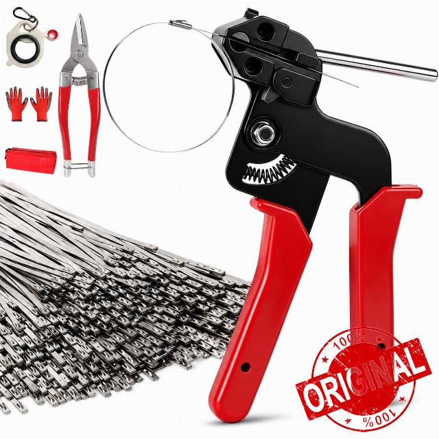 Metal Zip Ties Gun Tool Set with 150pcs Stainless Steel Zip Ties 11.8 inch                                                          Heavy Duty Outdoor Stainless Steel Zip Tie Tool for Fastening & Cutting