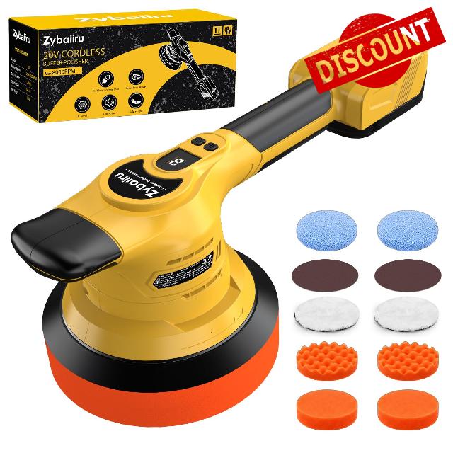 20V Brushless 6-Inch Random Orbital Cordless Buffer Polisher Kit                                                          Compatible with DeWalt 20V Battery