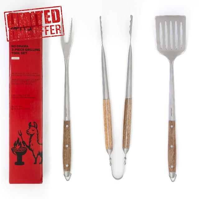 3-Piece Heavy-Duty BBQ Tool Set