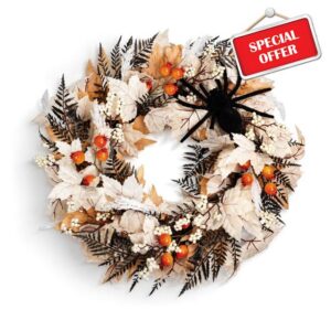 26" Halloween Wreath for Front Door with Spider