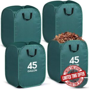 4 Pcs 45 Gallon Collapsible Leaf Bags for Lawn and Yard                                                          Leaf Bags with Handles