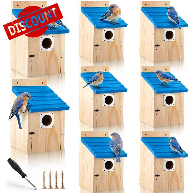 Dreyoo 8 Pack Bluebird Houses for Outside