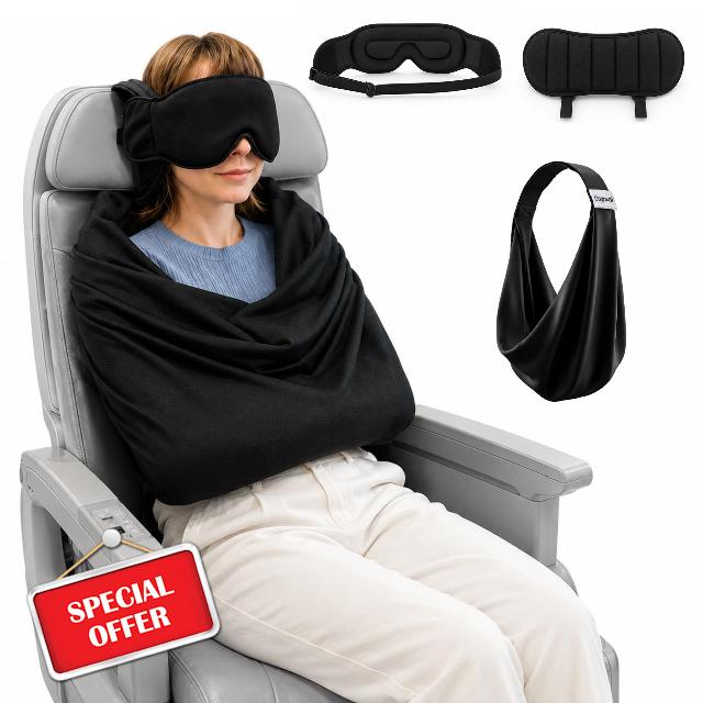 Avernio Travel Pillow with Eye Mask