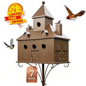 Metal Birdhouse with Pole