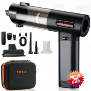 FT55 Portable Car Vacuum with Removable Battery 19kPa Suction Power                                                          2-in-1 Cordless Handheld Vacuum Cleaner & Air Duster
