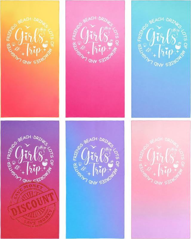 6 Pcs 35" x 70'' Girls Trip Beach Towels Gifts