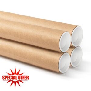 4 Pcs 3 x 36 Inch Mailing Tubes with Plastic Caps